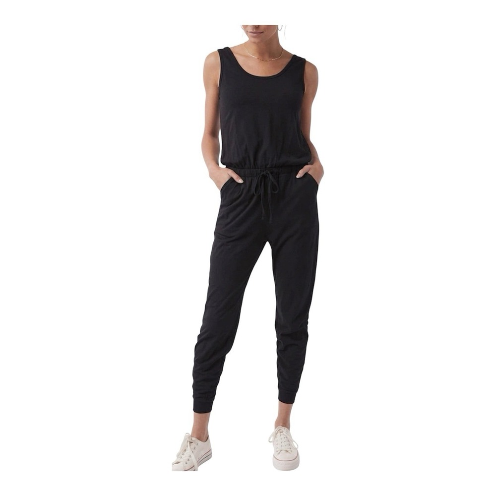 Pact Black Organic Cotton All Day Easy Boho Resort Overall Jumpsuit Size Large - Picture 9 of 9